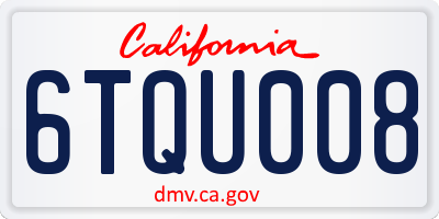 CA license plate 6TQU008
