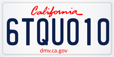 CA license plate 6TQU010