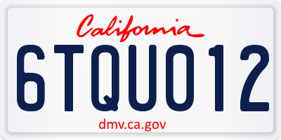 CA license plate 6TQU012