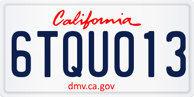 CA license plate 6TQU013