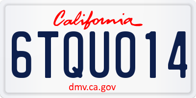 CA license plate 6TQU014