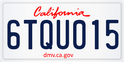 CA license plate 6TQU015