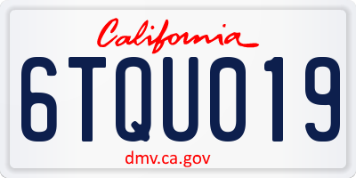 CA license plate 6TQU019