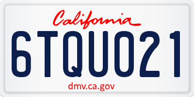 CA license plate 6TQU021