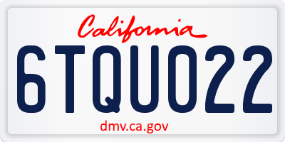 CA license plate 6TQU022