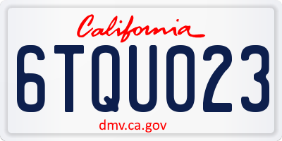 CA license plate 6TQU023