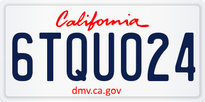 CA license plate 6TQU024