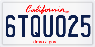 CA license plate 6TQU025