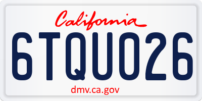 CA license plate 6TQU026