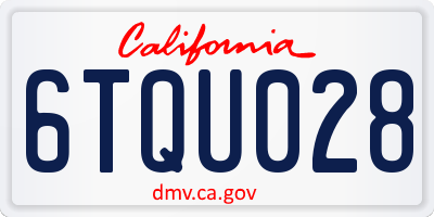 CA license plate 6TQU028