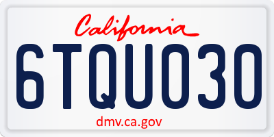 CA license plate 6TQU030