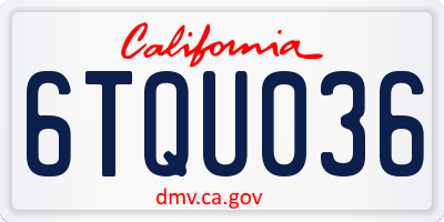 CA license plate 6TQU036