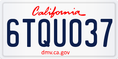 CA license plate 6TQU037