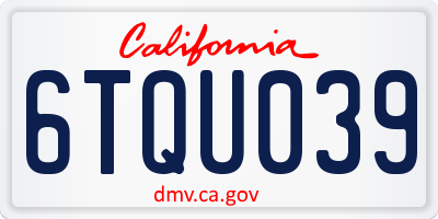 CA license plate 6TQU039