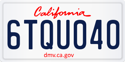 CA license plate 6TQU040