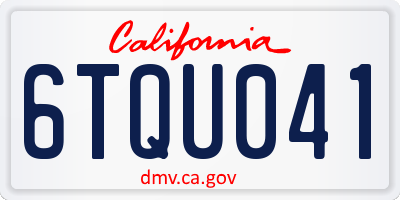 CA license plate 6TQU041