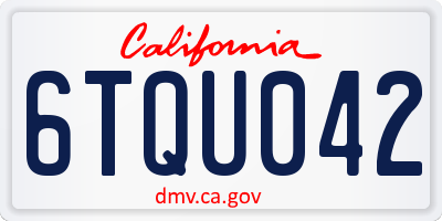 CA license plate 6TQU042