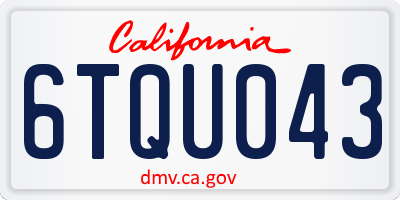 CA license plate 6TQU043