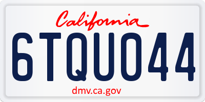 CA license plate 6TQU044