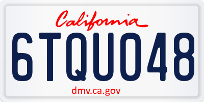 CA license plate 6TQU048