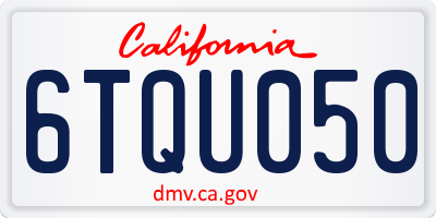 CA license plate 6TQU050