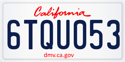CA license plate 6TQU053