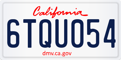 CA license plate 6TQU054