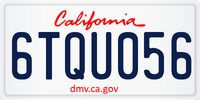 CA license plate 6TQU056