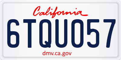 CA license plate 6TQU057