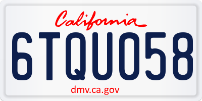 CA license plate 6TQU058