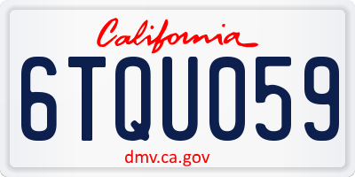 CA license plate 6TQU059