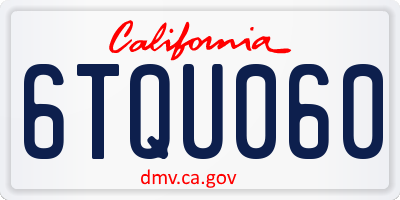 CA license plate 6TQU060