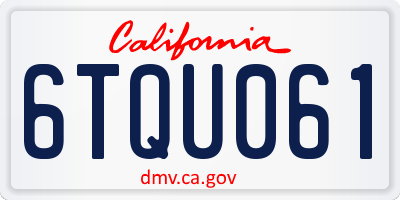 CA license plate 6TQU061