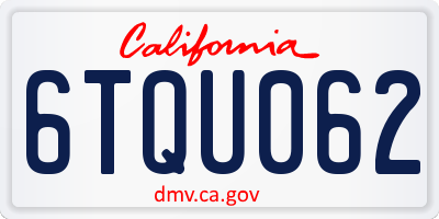 CA license plate 6TQU062