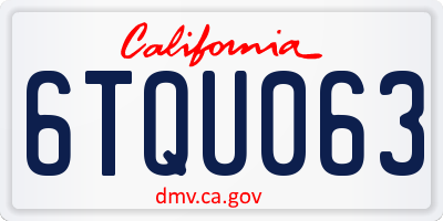 CA license plate 6TQU063