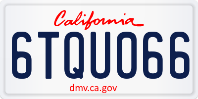 CA license plate 6TQU066