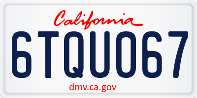 CA license plate 6TQU067