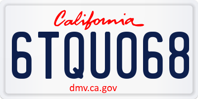 CA license plate 6TQU068