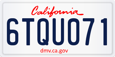CA license plate 6TQU071