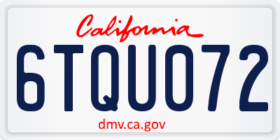 CA license plate 6TQU072
