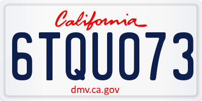 CA license plate 6TQU073