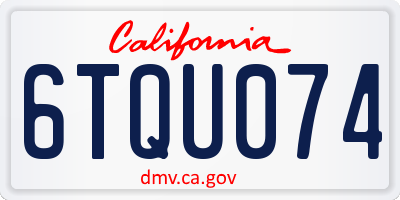 CA license plate 6TQU074