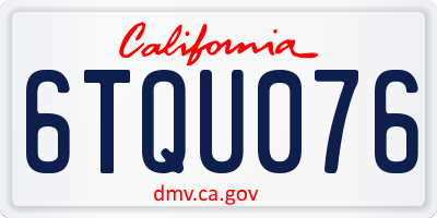 CA license plate 6TQU076