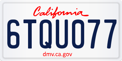CA license plate 6TQU077