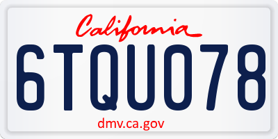 CA license plate 6TQU078