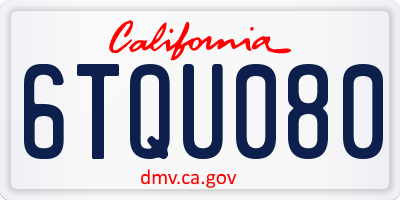 CA license plate 6TQU080