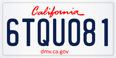 CA license plate 6TQU081