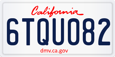 CA license plate 6TQU082