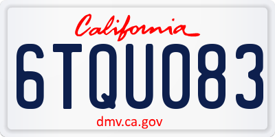 CA license plate 6TQU083