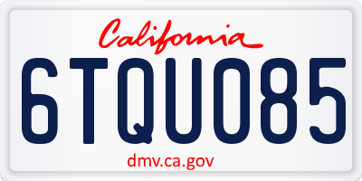 CA license plate 6TQU085